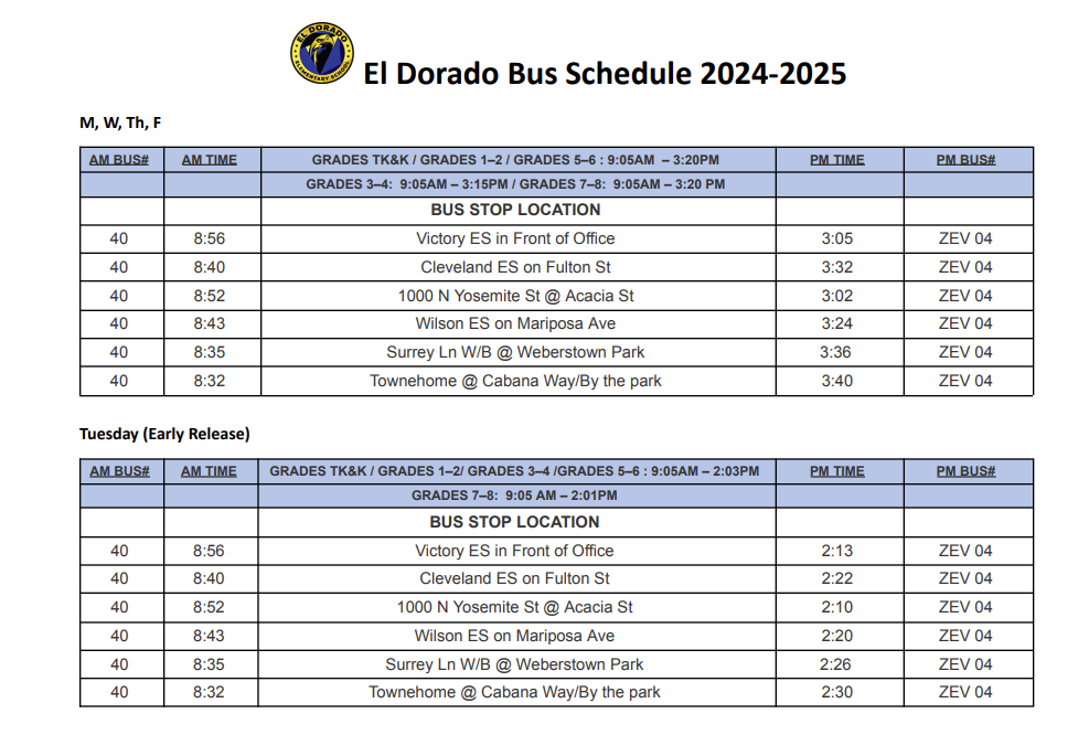  bus schedule